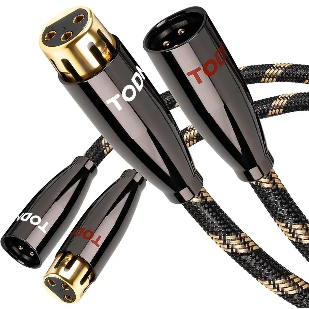 TODN HiFi XLR Balanced Audio Cables 7FT Pair 3-Pin Male Female Shielded Black